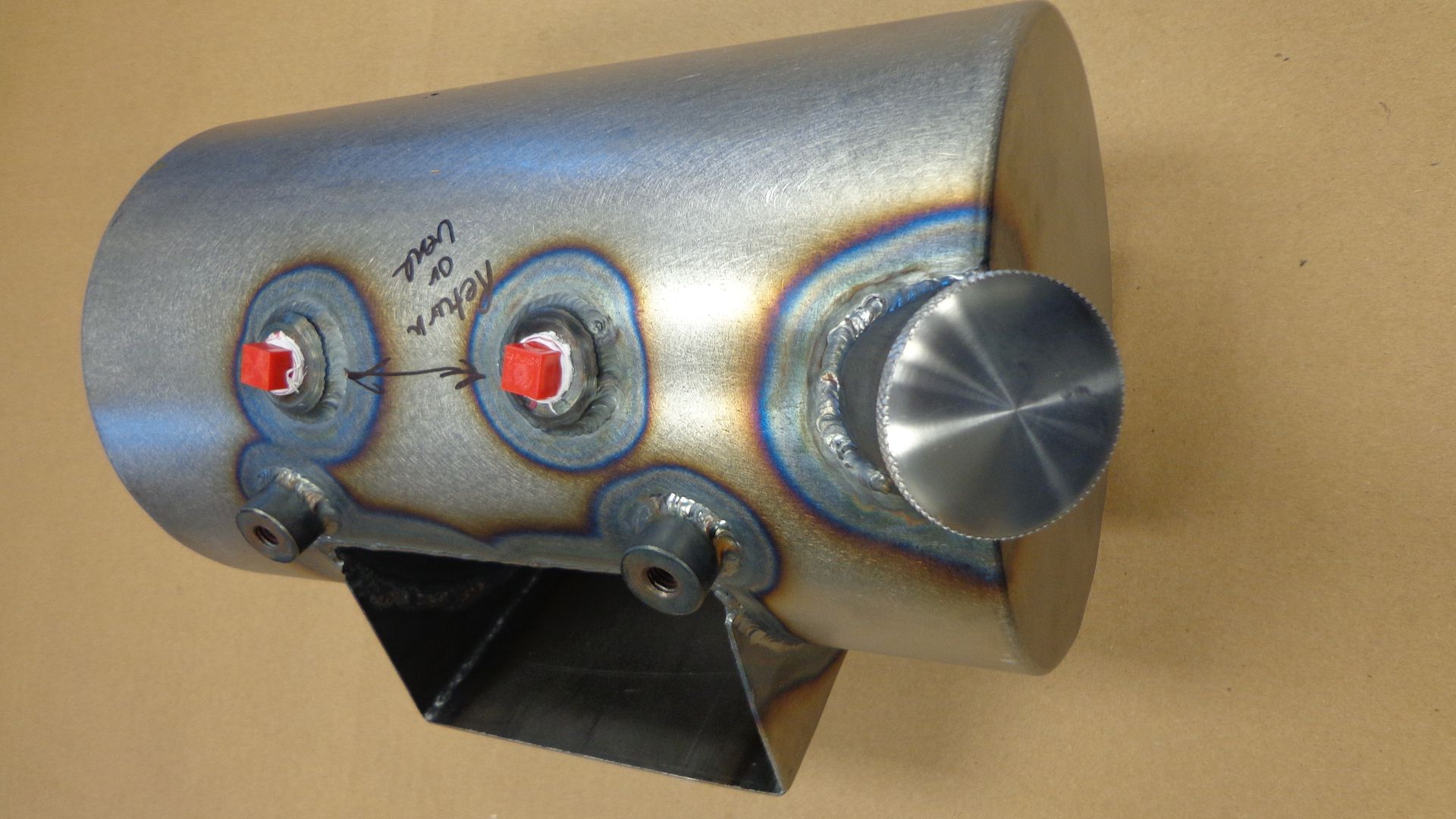 Round Steel 3 Quart Motorcycle Oil Tank with Builtin Battery Box HONDA